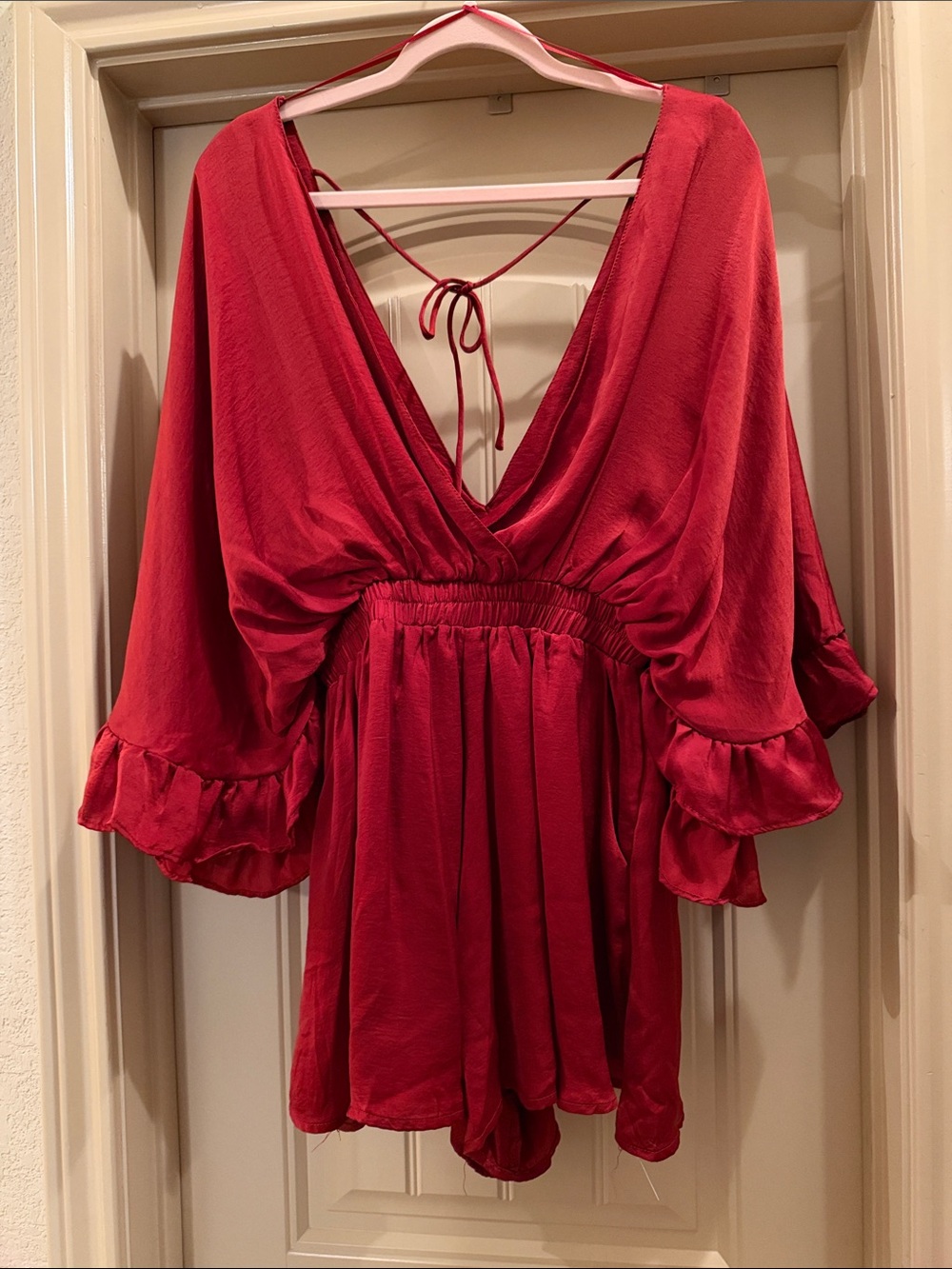 Butterfly Sleeve Satin Romper